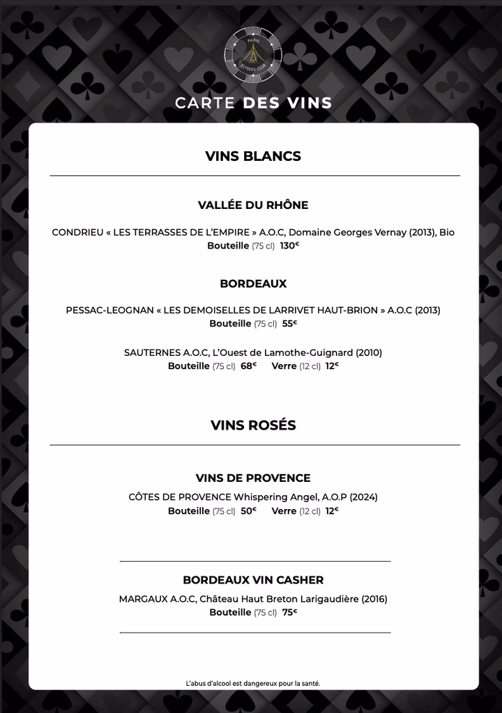 Carte des vins et boissons 2